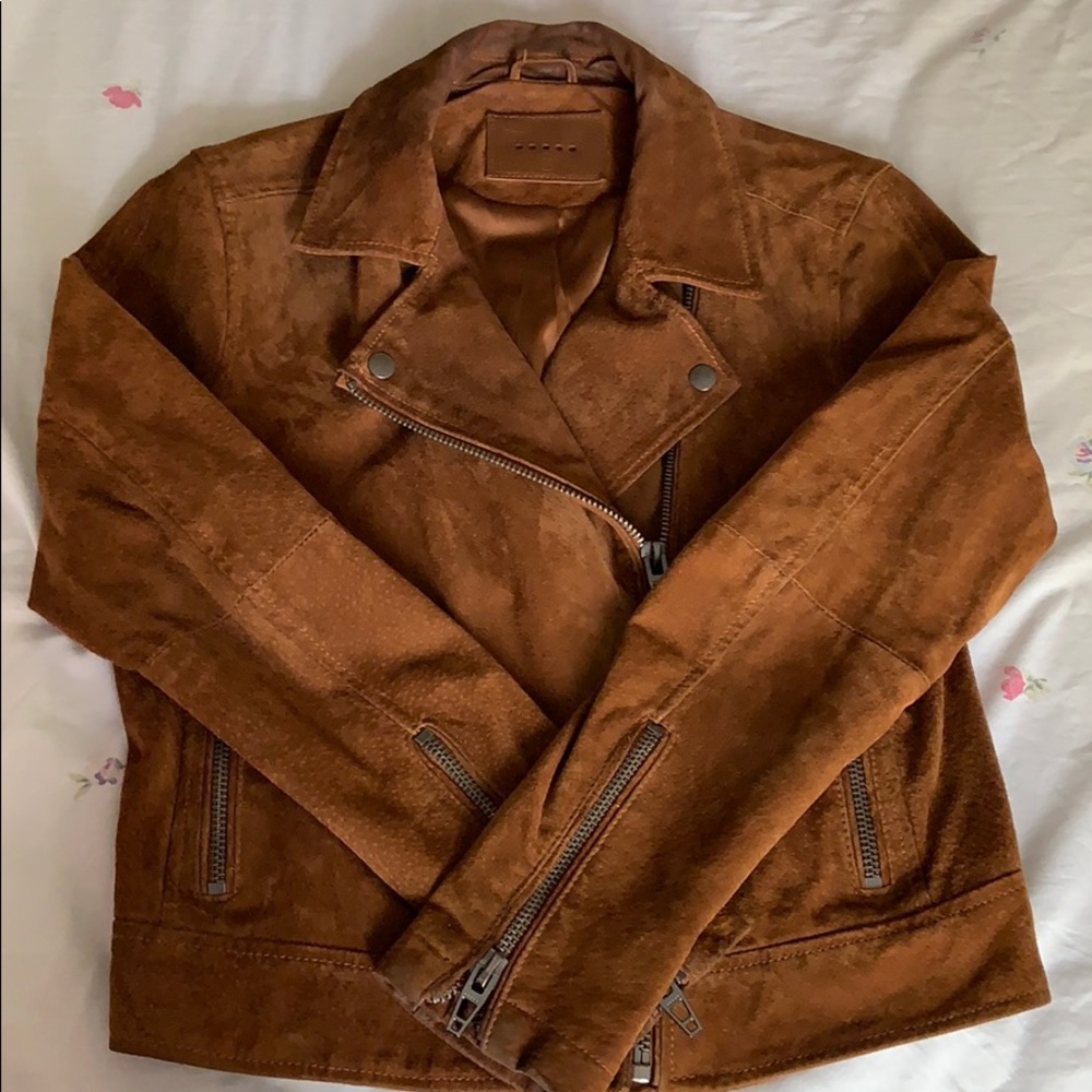 BLANK NYC brown suede moto jacket
